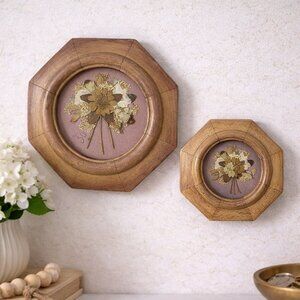 Vintage Octagonal Pressed Flower Wall Art Set Of 2 By Sybil Collage Germany Home